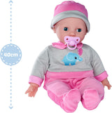 Simba 105140066 - Laura Interaktiv, blød dukke med søvnige øjne, pludrer ved bevægelse, drikker fra flaske og sover, 40 cm, dukke fra 2 år Naty Shop Dolls