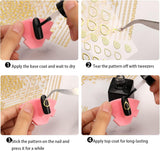 MWOOT 10 ark Guld Nagelsticker Abziehbilleder Nail Art Sticker, 3D selvklæbende neglestickers sæt Linien Streifenband Design, gør-det-selv Metallisk Nailart Aufkleber Maniküre Zubehör Für Nagel Dekoration