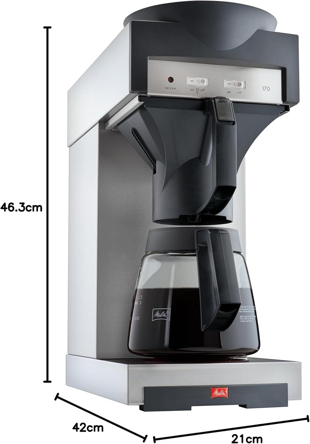 Professionel espressomaskine med filter 170 M, med opbevaringsplads til glaskaraffel