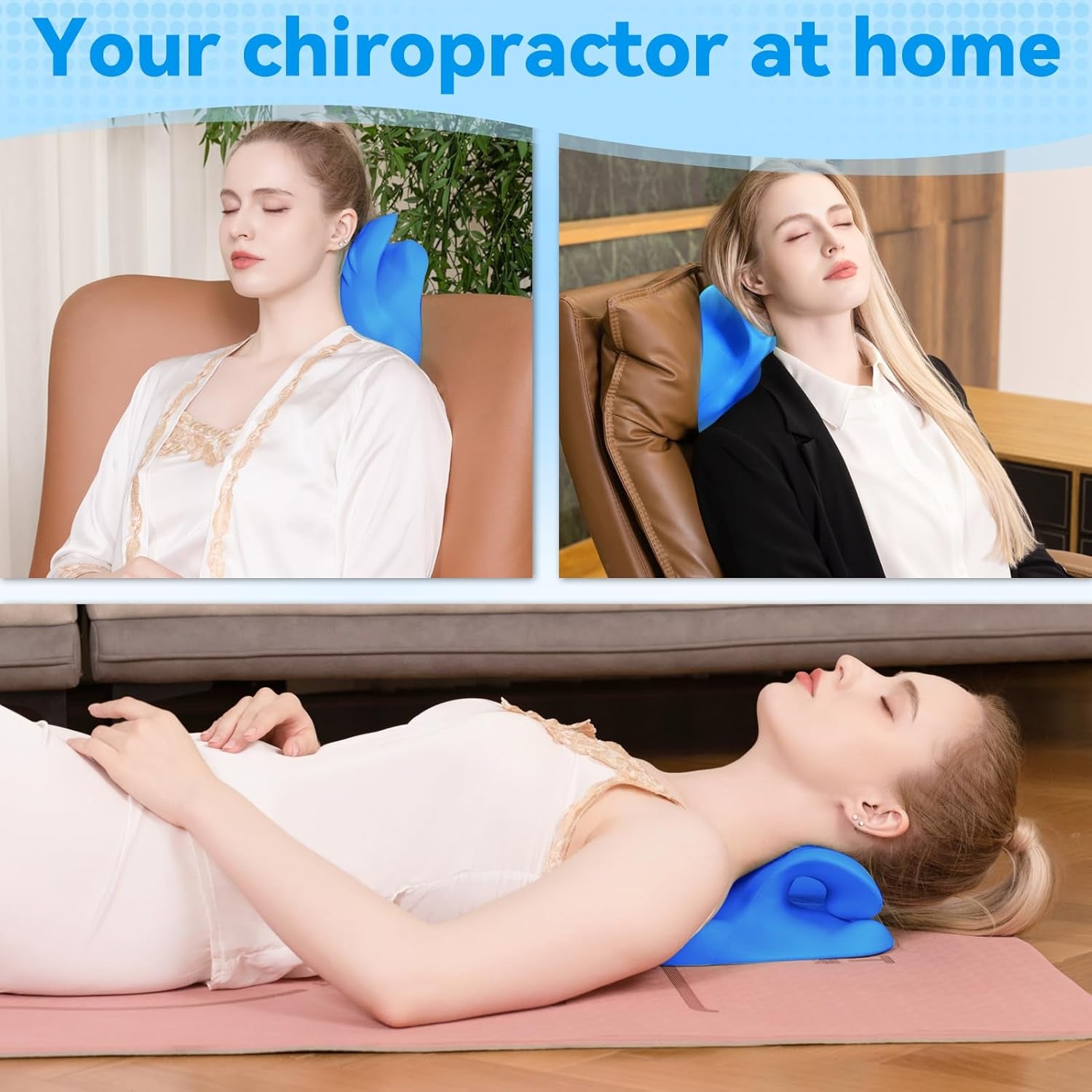 Neck Stretcher 2.0, Cloudy Neck Lefaya Neck Stretcher Ortopædisk test Vinder Neck Stretcher for at lindre nakkesmerter Premium Nakkepukkel Neck Cloud korrigerer holdning (blå) Cervikale ortopædiske puder Naty Shop