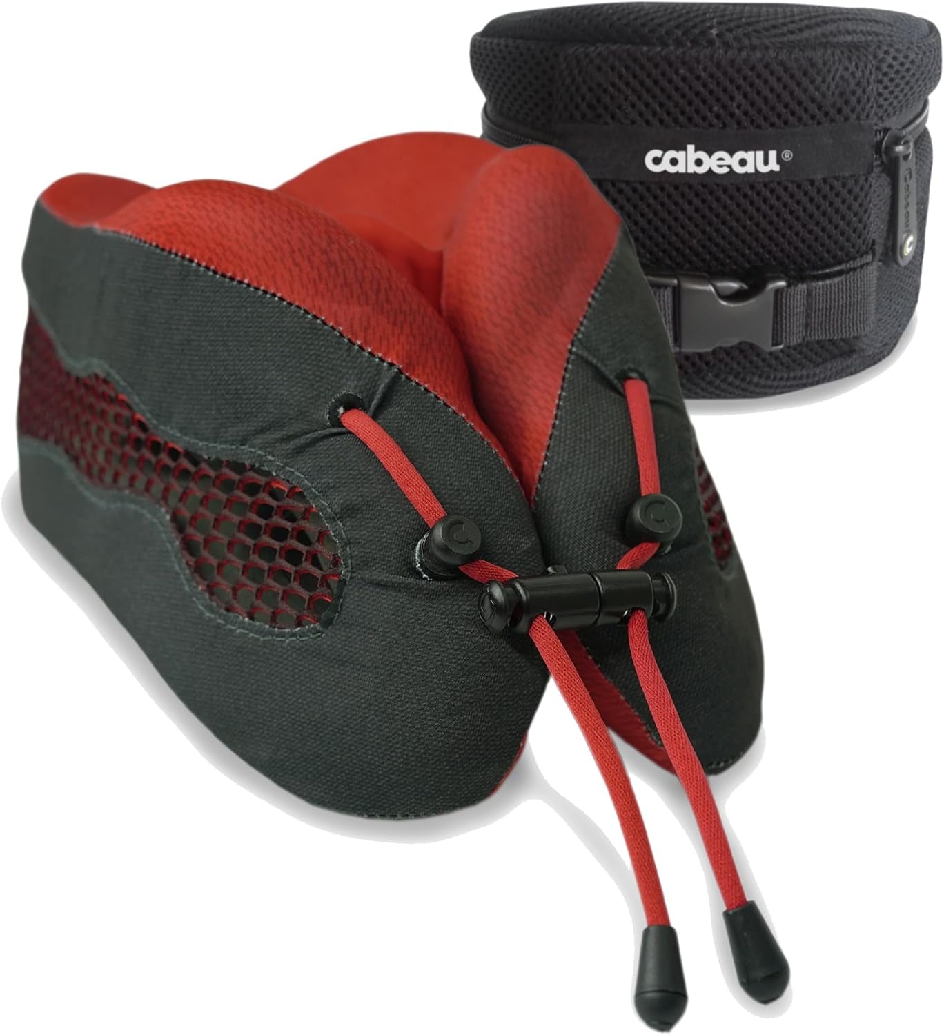 Cabeau Cool Long Haul rejsepude – Evolution Cool – Memory Foam med ventilationsåbninger – Kompakt med bæretaske (rød)
