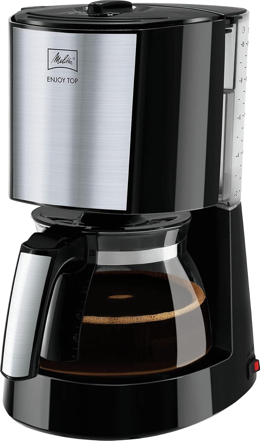 Melitta Enjoy Top Therm - Espressomaskine med filter og termokande i rustfrit stål, til op til 10 kopper kaffe, sort/rustfrit stål