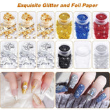 MELLIEX 45 Stück Nail Art Dekoration Zubehör Sæt, Nägel Pinsel Strasssteine ​​Glitzer Goldfolie Nageldesign Dotted Pen Streifenband Für Nagelkunst Maniküre Set