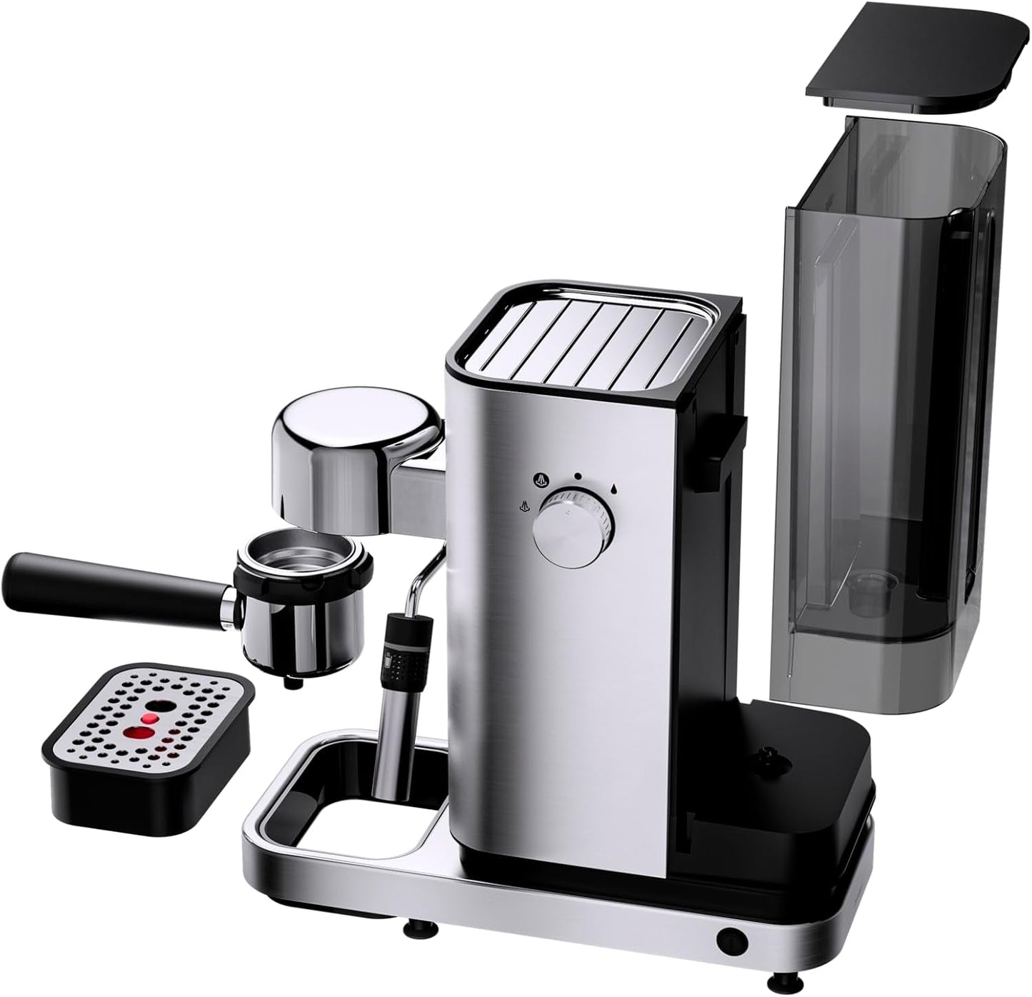 WMF Lumero espressomaskine, portafilter, 1400 watt, portafilter, 3 indsatser, til 1-2 espressokopper, inklusive til kapsler, 15 bar, kopholder, mælkeskummer, mat rustfrit stål