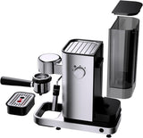 WMF Lumero espressomaskine, portafilter, 1400 watt, portafilter, 3 indsatser, til 1-2 espressokopper, inklusive til kapsler, 15 bar, kopholder, mælkeskummer, mat rustfrit stål
