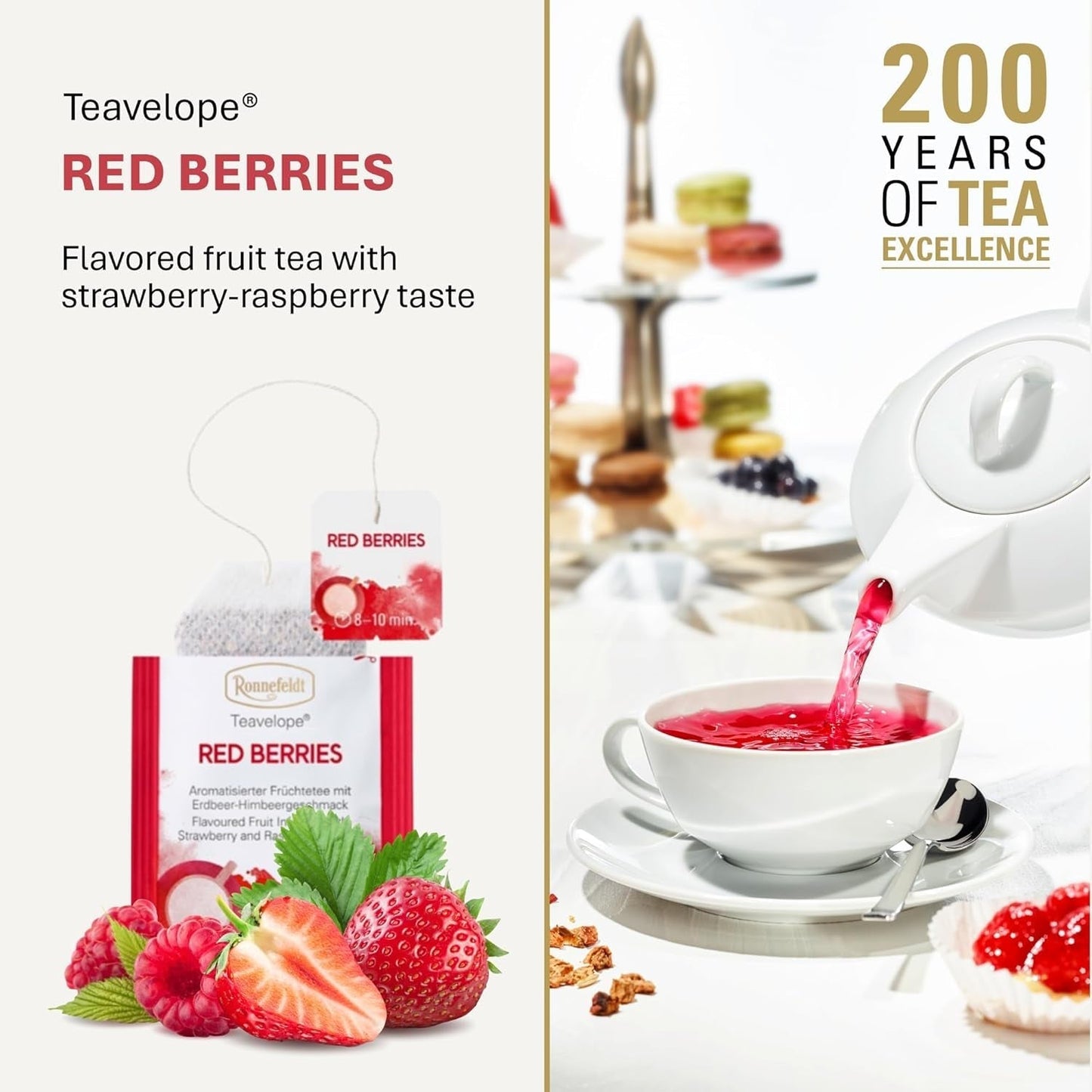Teavelope "Red Berries" - frugtte med jordbær- og hindbærsmag, 25 teposer, 62,5 g