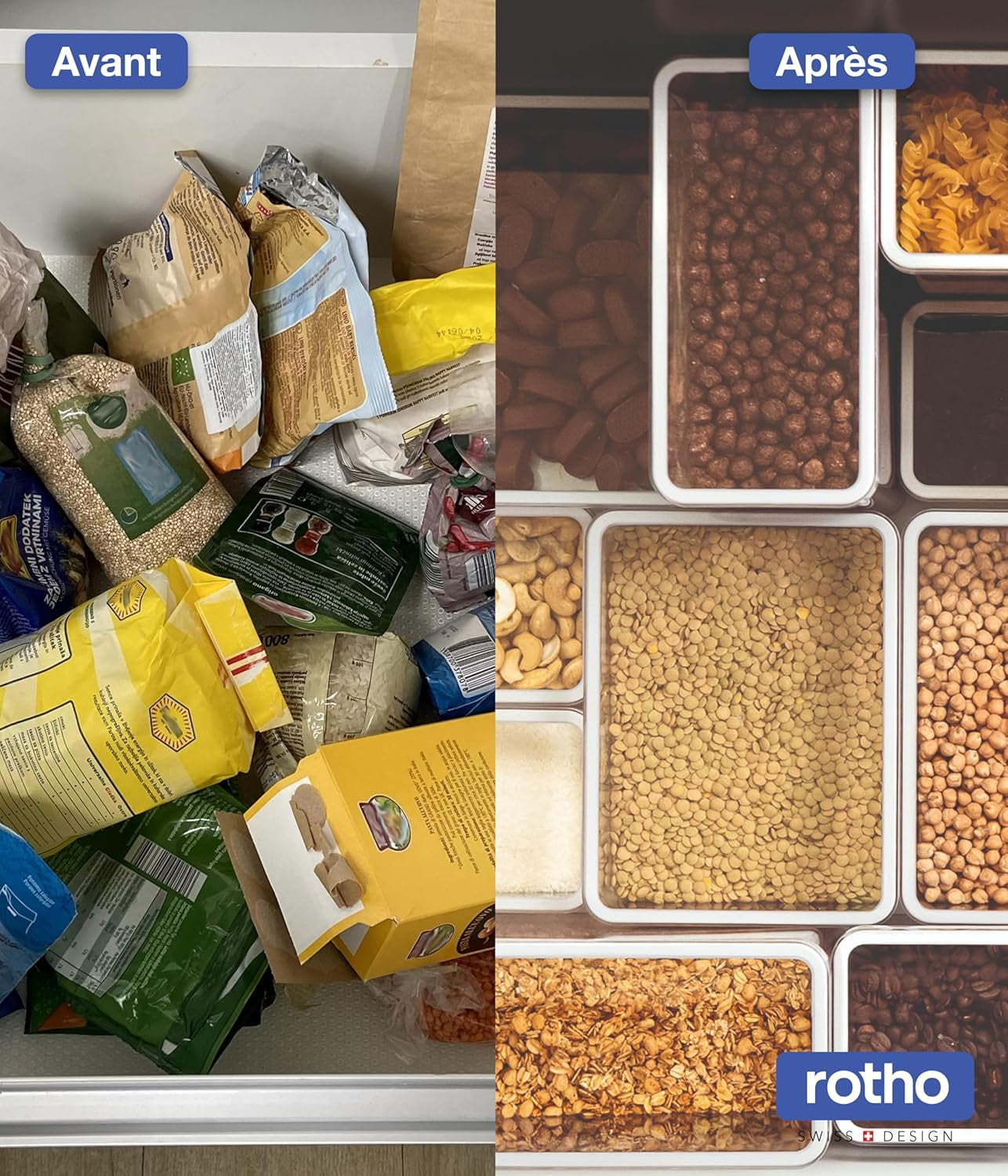 Rotho Loftsæt med 5 opbevaringskrukker med låg, forskellige størrelser, BPA-fri madplast (PP), gennemsigtig/rød, (21,4 x 21,4 x 23,5 cm) Madopbevaringsbokse Naty Shop