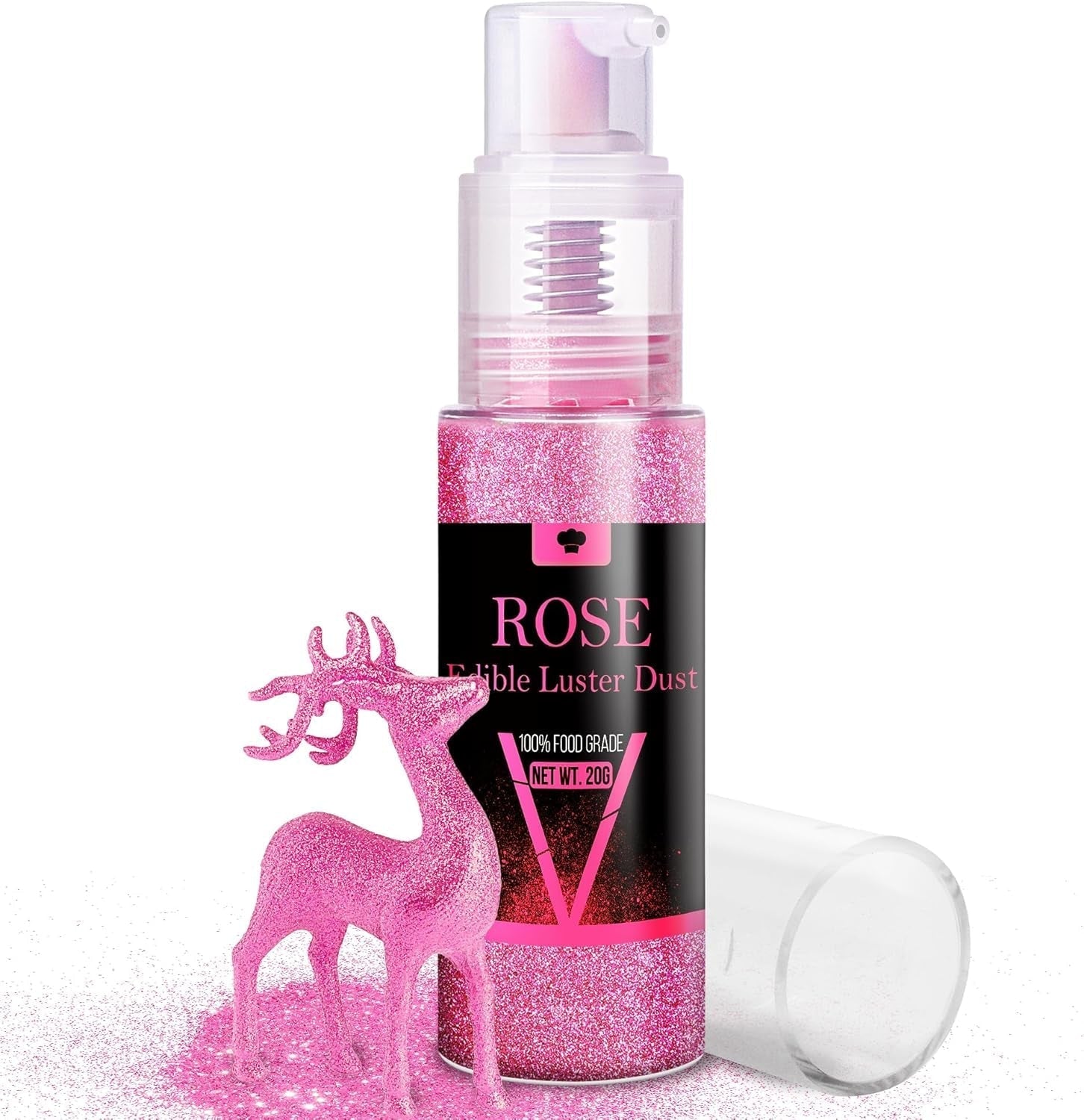 Spiselig glitterspraysæt - 20 g mad iriserende glitterstøv til drinks, champagne, kager - spiselig metallisk madfarve til cocktails, vin, spiritus, bagning, kager