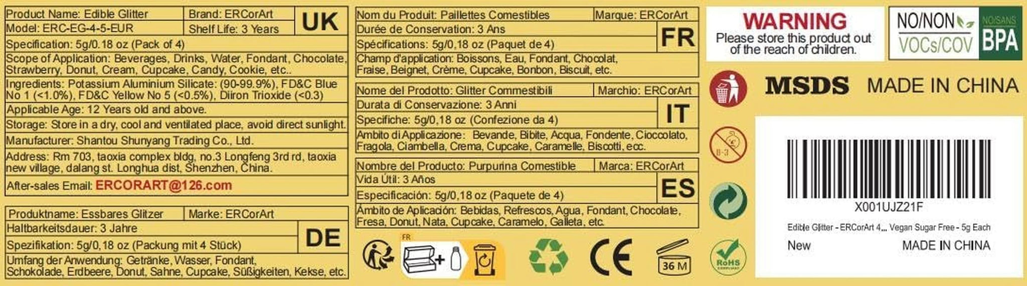 Spiselig glitter, 5 gram Glitter Nati Shop