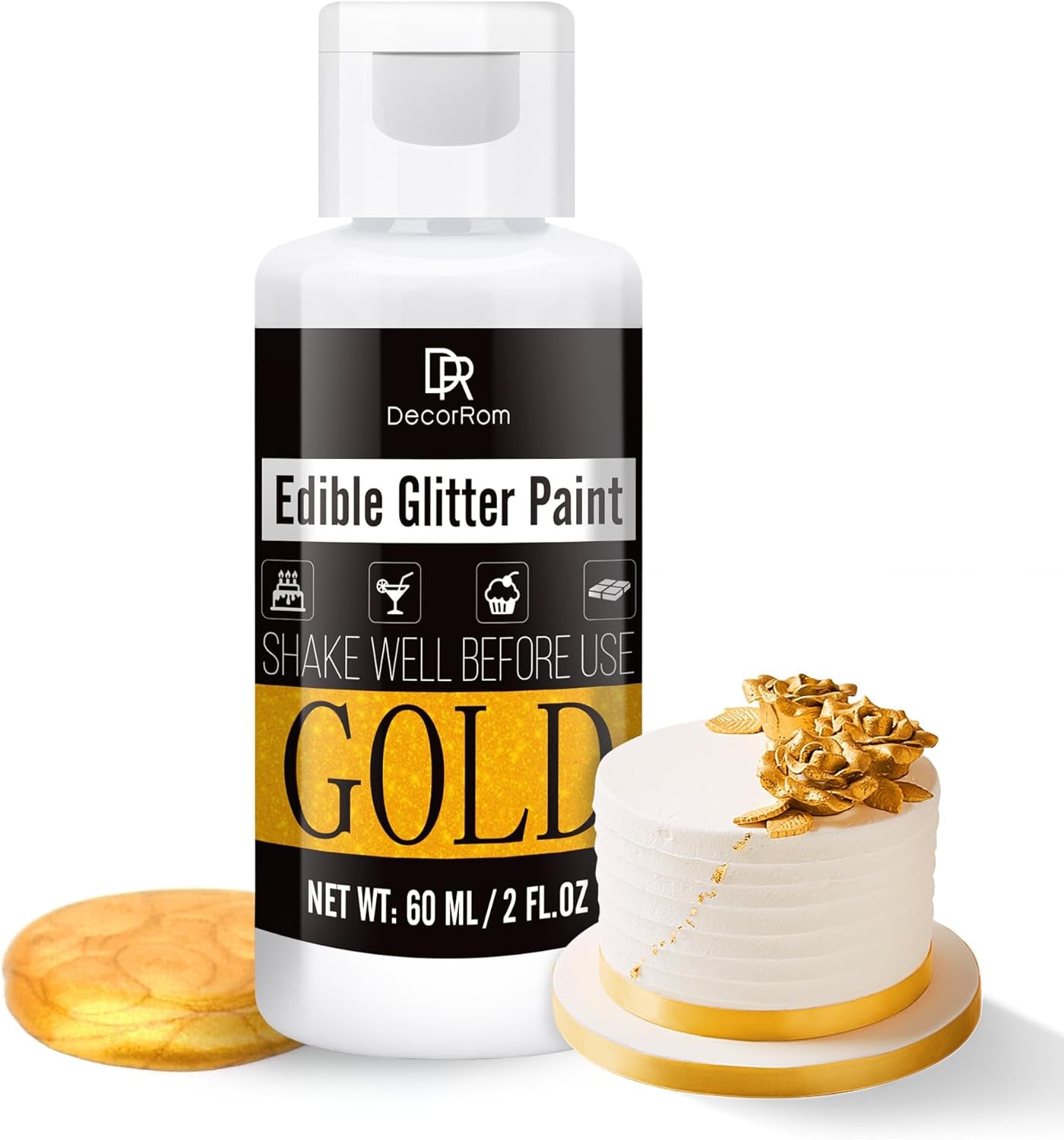 Spiselig flydende glitter - 6 farver metallisk glitter madfarve til kagepynt, bagning, muffins - spiseligt flydende glitter metallisk pulver til gør-det-selv kiks, fondant, kager