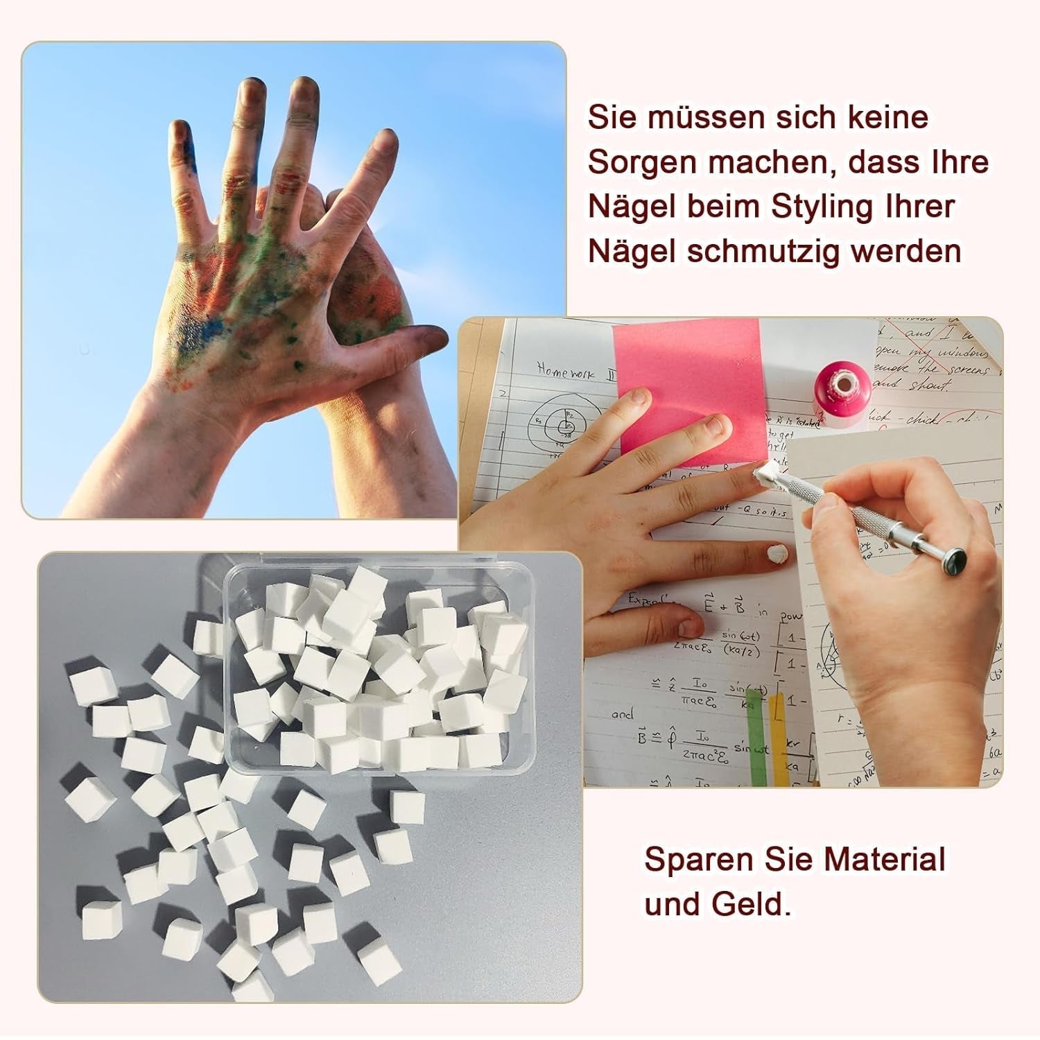 KASURE 300 Stück Nail Art Schwamm, Metall Mit Greifer Nagel Pinsel, Nageldesign Tilbehør Für Nail Art, Schwammpinsel Für Farbverlaufs-Nageldesign
