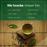 Naturalebio Japansk Sencha te - 200 g Økologisk grøn te - 100% ren og naturlig Sencha grøn te - løse blade fra den første høst - økologisk produkt dyrket i Japan