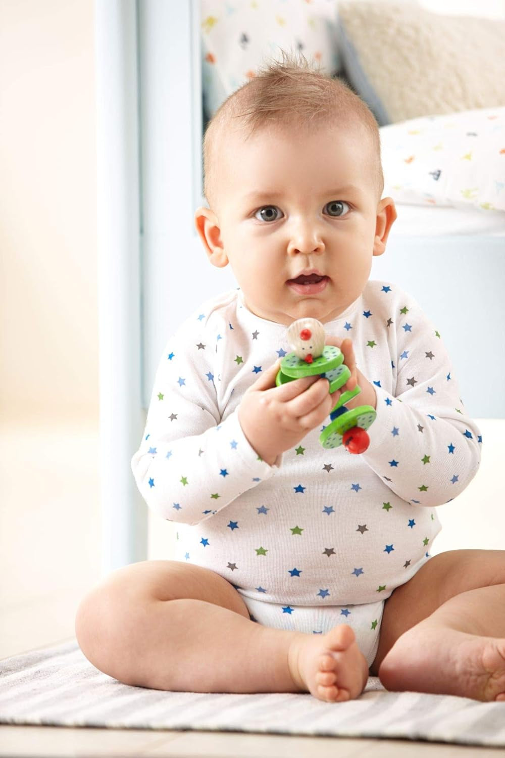 HABA 1068 - Flapsi gribelegetøj, glad legetøj til babyer og småbørn, lavet af træ fra 6 måneder, motorisk legetøj med raslelyd Babylegetøj Naty Shop