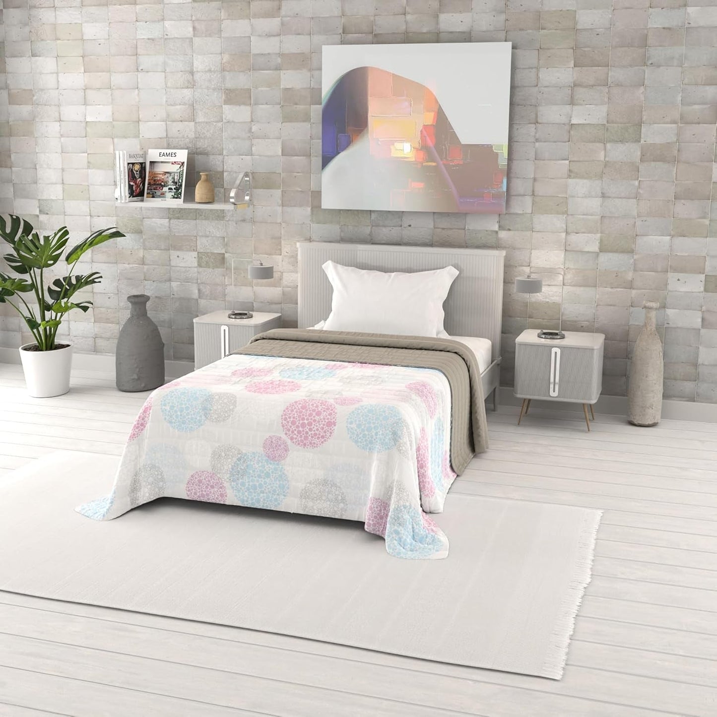 Fantasy printet sommerdyne, polyesterfyld, kronblade, 260X270Cm Dyner og dyner Naty Shop Molecule 220X270Cm