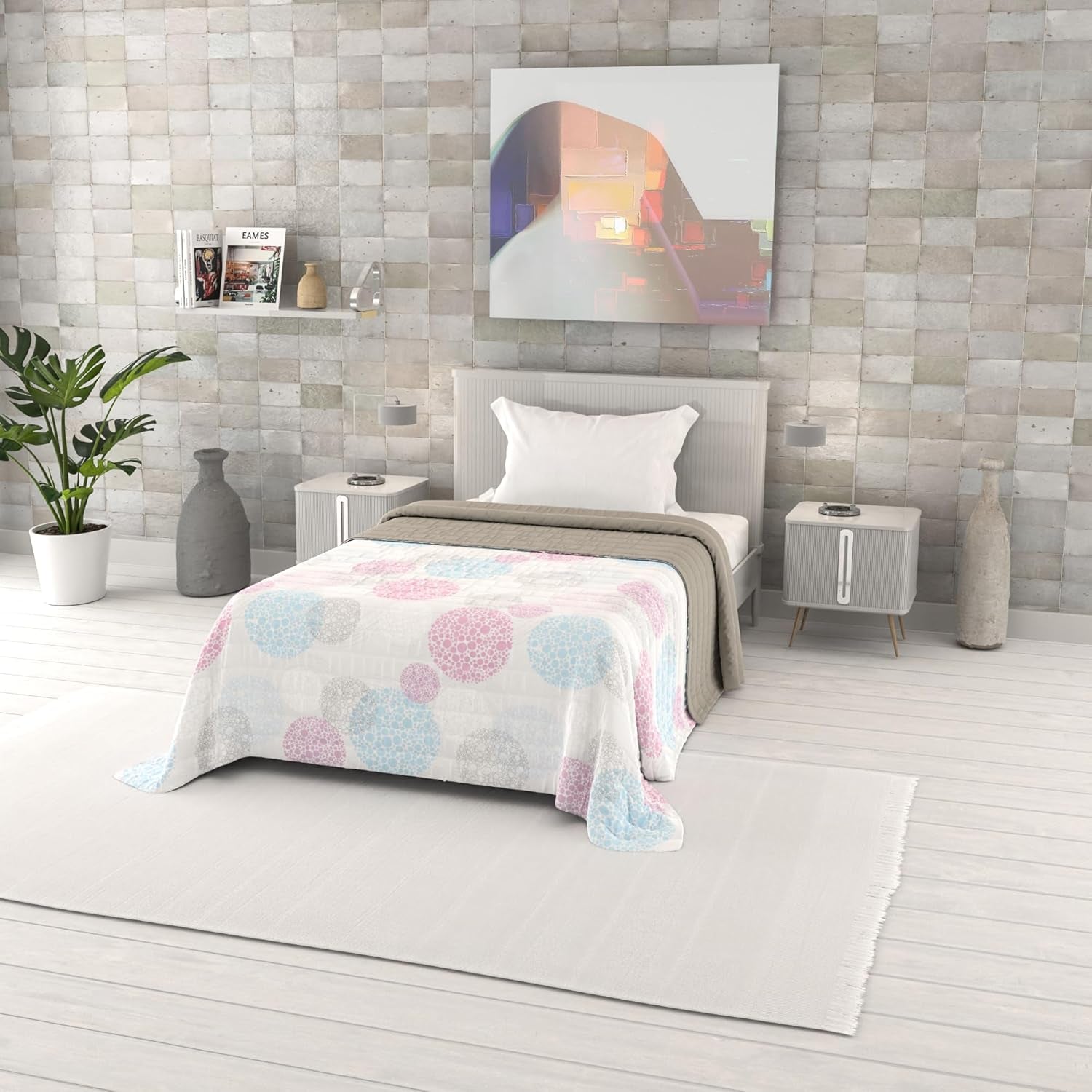 Fantasy printet sommerdyne, polyesterfyld, kronblade, 260X270Cm Dyner og dyner Naty Shop Molecule 220X270Cm