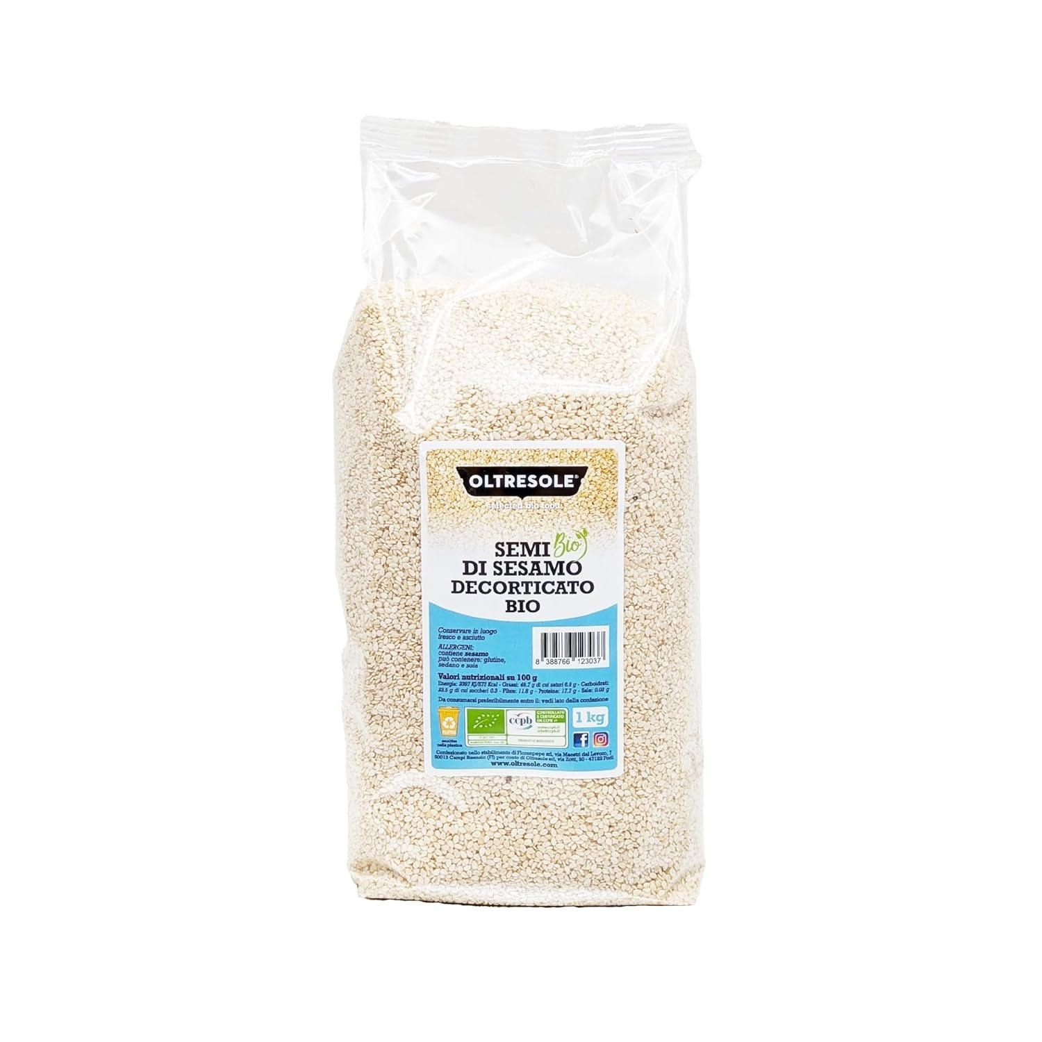 Økologiske sesamfrø 3 kg, rå økologiske oliefrø, hvid sesam, naturligt afskallet, uristet, kilde til calcium og jern, økonomipakke