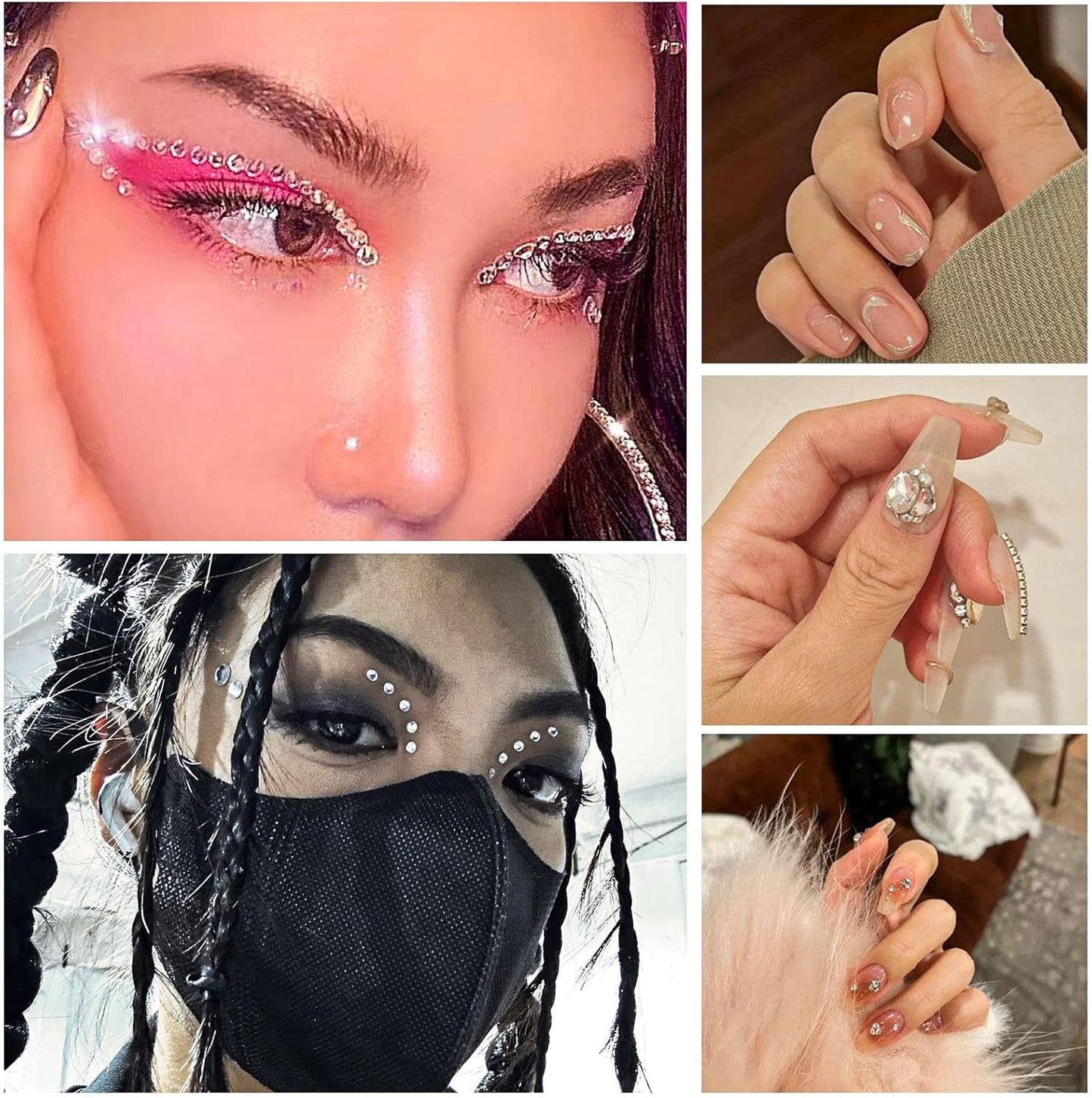 Beadsland 2500 stk Glas Nailart Strasssteine ​​​​Kristall Flatback Edelsteine ​​​​Runde, ​​Für Handwerk Gemischt 8 Größen SS4 ~ SS30 Mit Picking Pinzette Und Stift (Kristall Weiss)