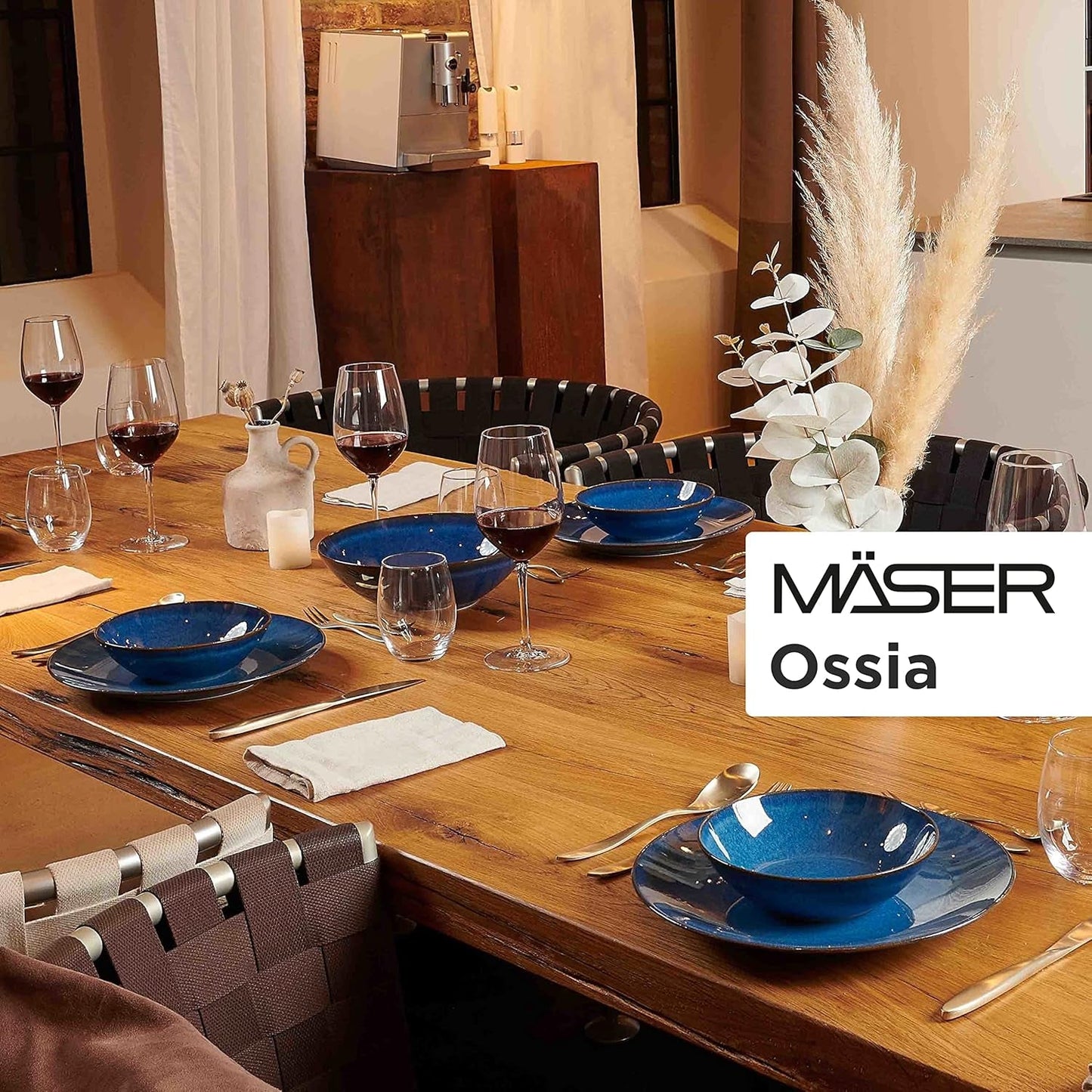 MÄSER morgenmadssæt, OSSIA keramik, kongeblå, blå