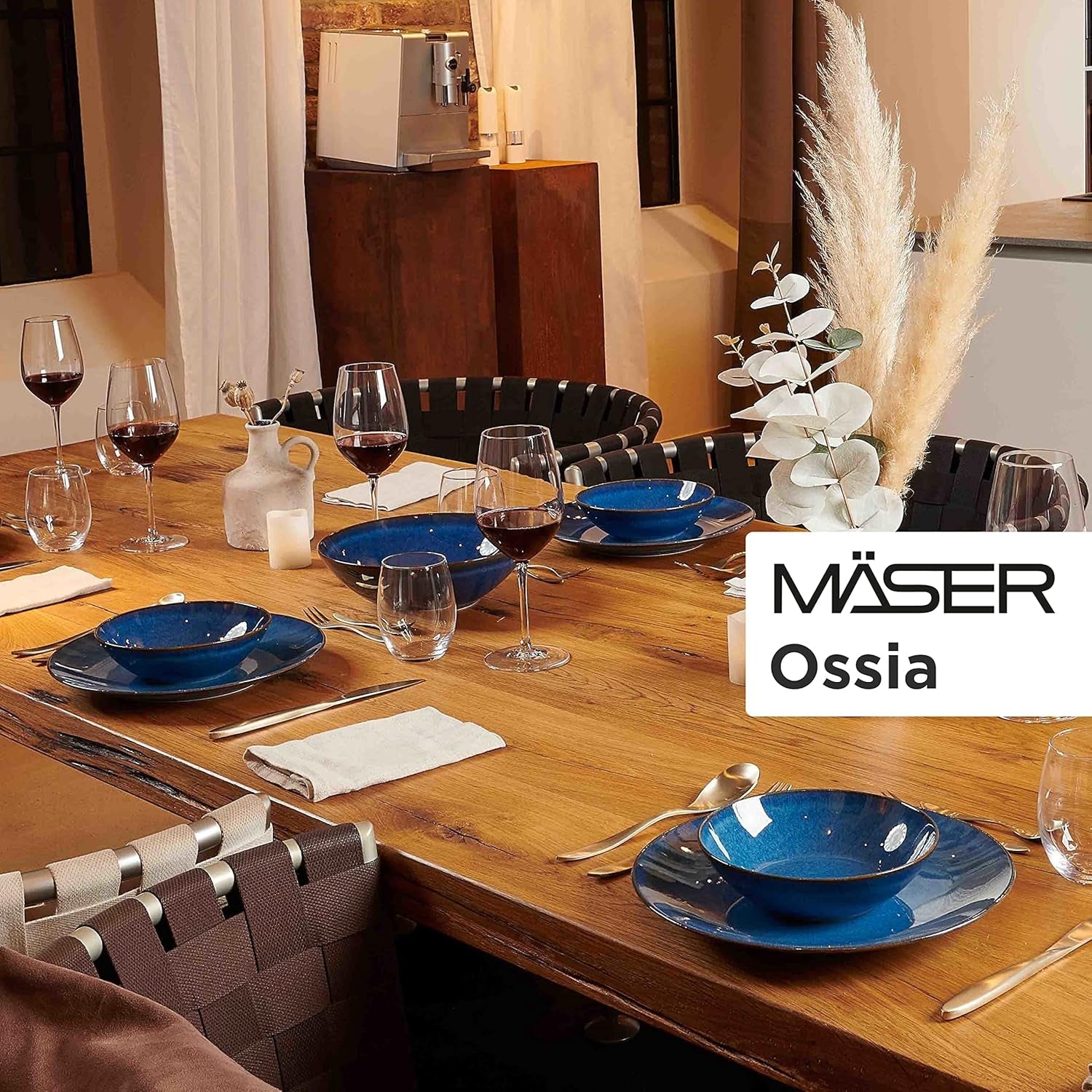MÄSER morgenmadssæt, OSSIA keramik, kongeblå, blå