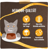 MjAMjAM - Premium vådfoder til katte - Panna Gatto - mør kylling med en ædel topping, pakke med 12 stk (2x80g), kornfri