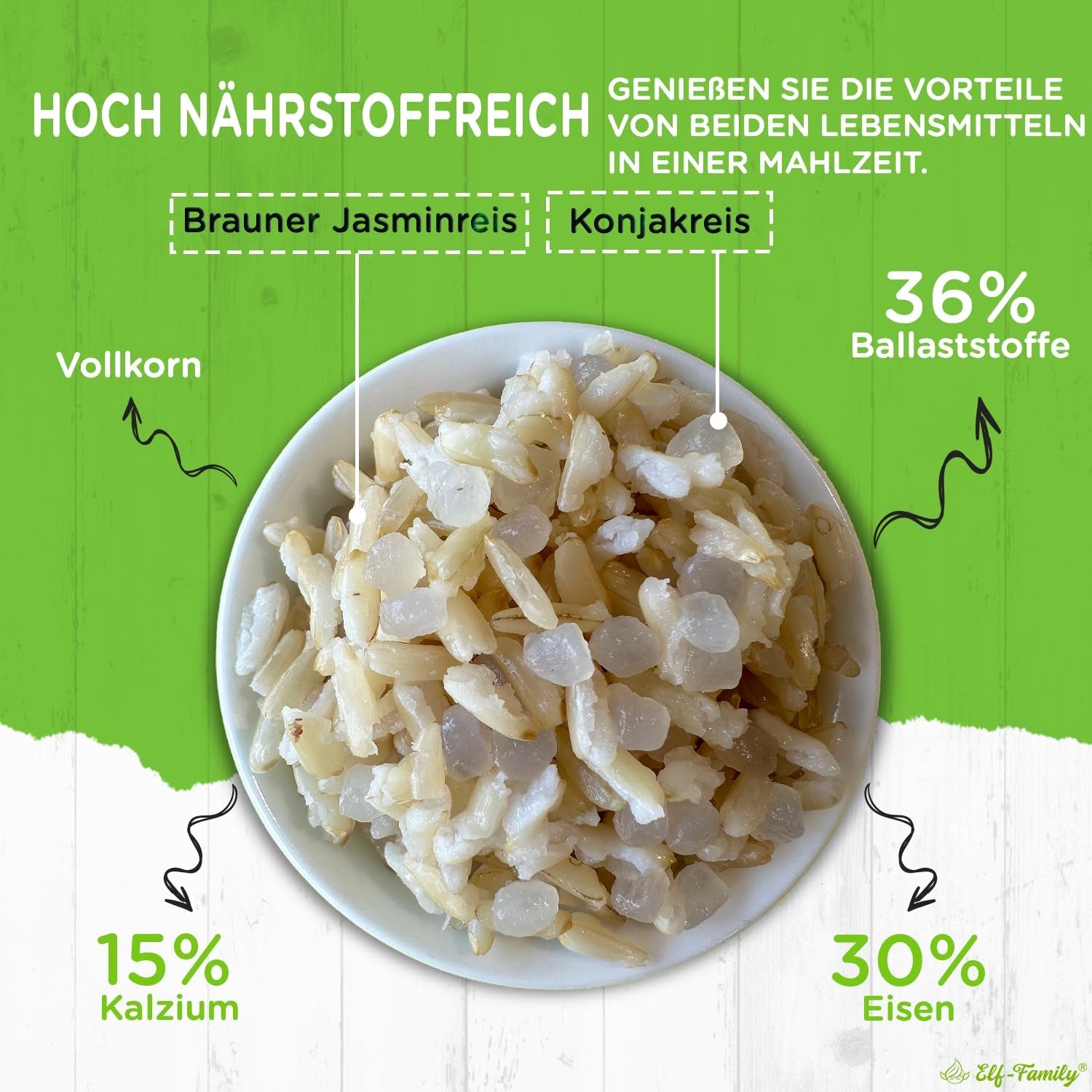 Elf-Family Konjak Reis Thai Brauner Shirataki Bowl -[Diätbox for 1 Wo.] - Instant Jasmin Reis - Fertiggerichte für Mikrowelle - Natürlich Superfoods Mikronährstoffe - Vegansk/Low Carb/Fettfrei- 6er Box
