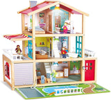 Hape Dukkevilla 10-værelses trædukkehus Kreativt rollespil inklusive møbler og tilbehør Pædagogisk legetøj for 3 år og opefter