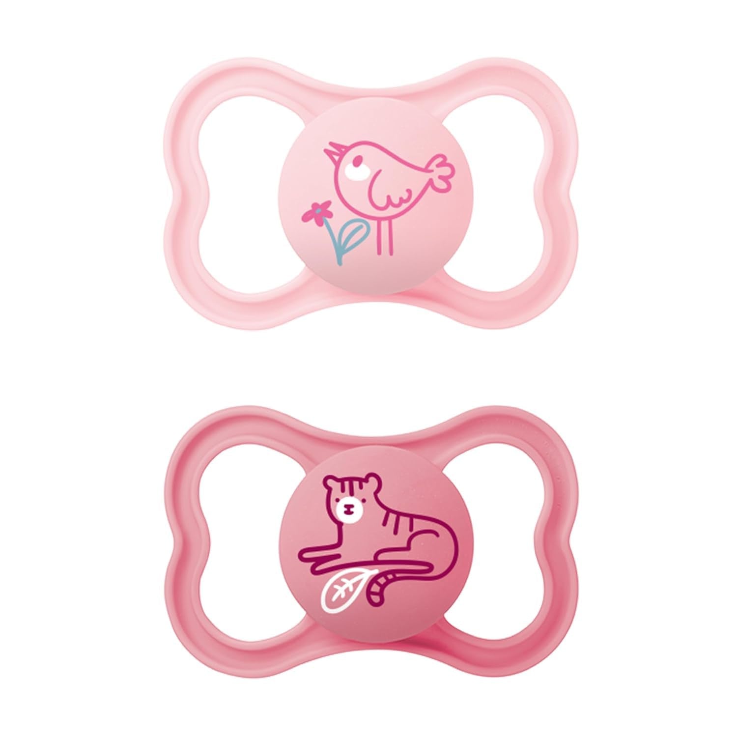 MAM Air Silikonesut 2 Pack Ekstra let og luftigt design Tandvenlig babysut Lavet af MAM SkinSoft Special Silikone med sutteæske 6-16 måneder Bjørn/næsehorn