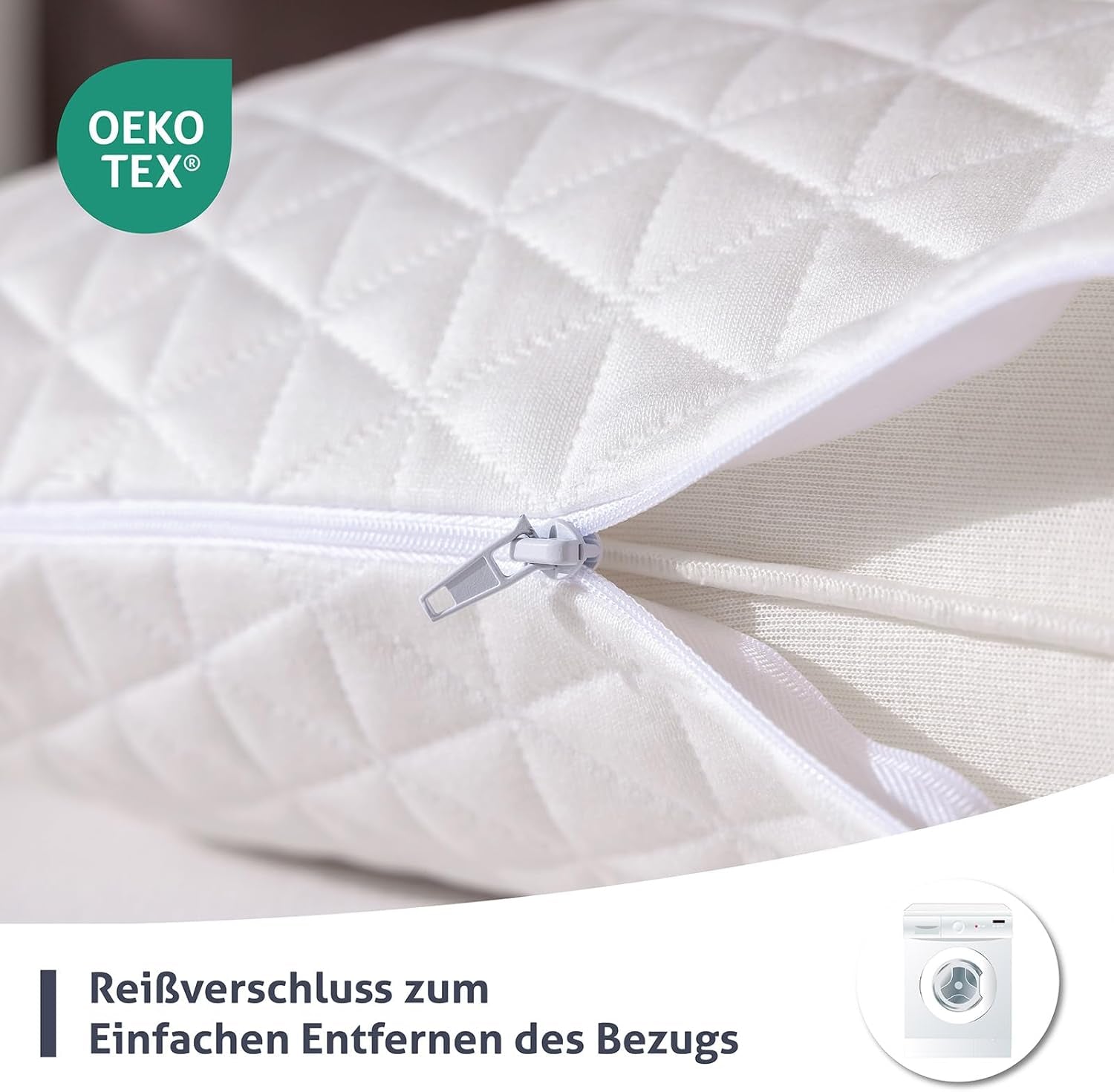 EGO HOME memory foam pude 40x80 cm med strimlet memoryskum - Åndbar, ergonomisk nakkestøttepude til side-, ryg- eller mavesovende - Oeko-Tex certificeret - Vaskbart betræk