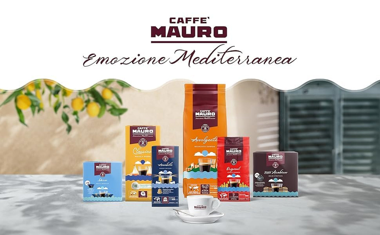 Caffè Mauro Torrefazione Kaffeekapseln Espresso Original, Intensität 10/10-50 Kapsel af aluminium - Kompatibel med Nespresso* Haushalts-Espressomaschinen - Hergestellt i Italien