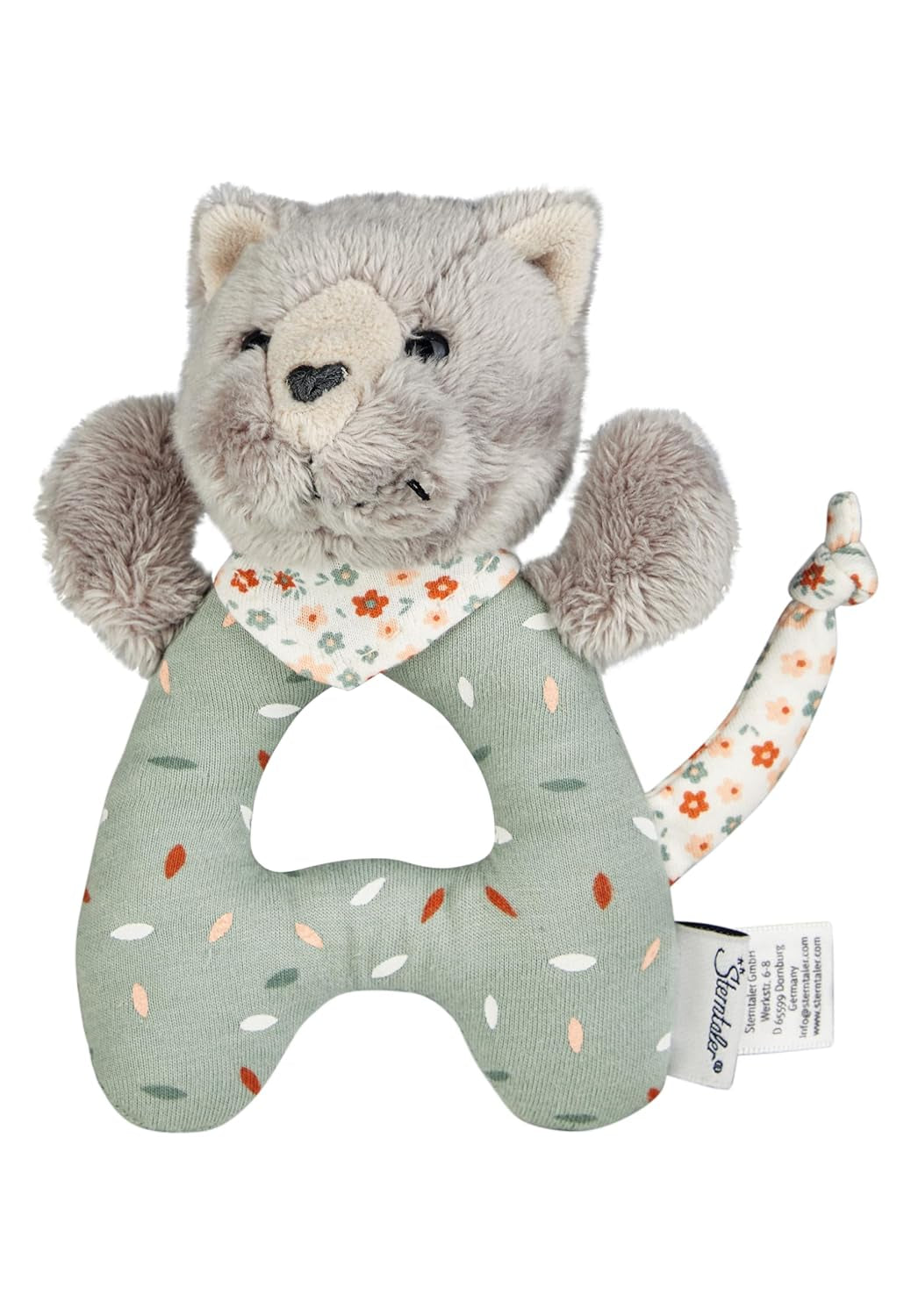 Lilly Cat Sterntaler Catch Toy - Motorisk aktivitetslegetøj til rangle, berøring og leg - Plyslegetøj til babyer og børn med rangle som en loyal ven - Blødt stof babylegetøj, grå Bebe Naty Shop Legetøj Standardtitel