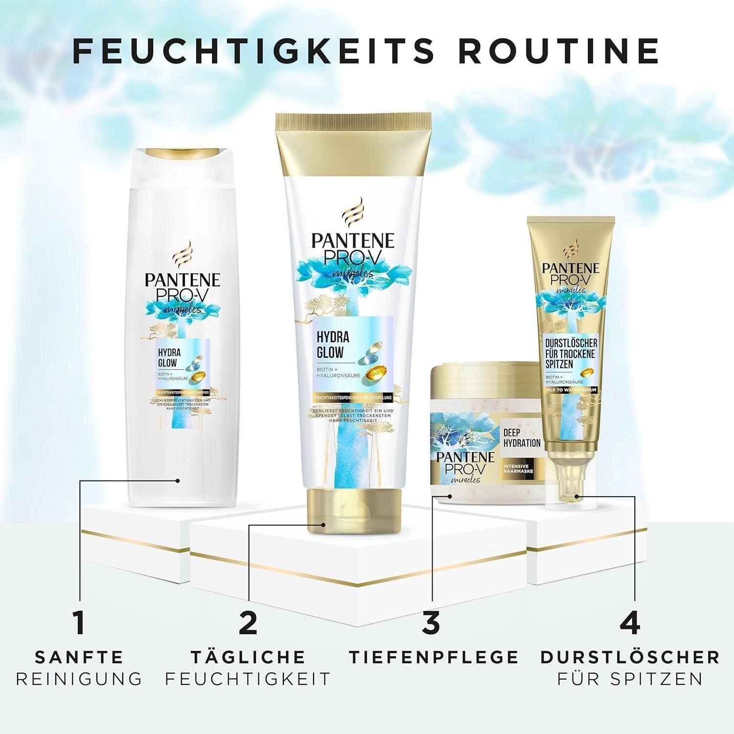 Pantene Pro-V Hydra Glow Hydrating Shampoo med Biotin til tørt, beskadiget hår Pantene brusebad og bad