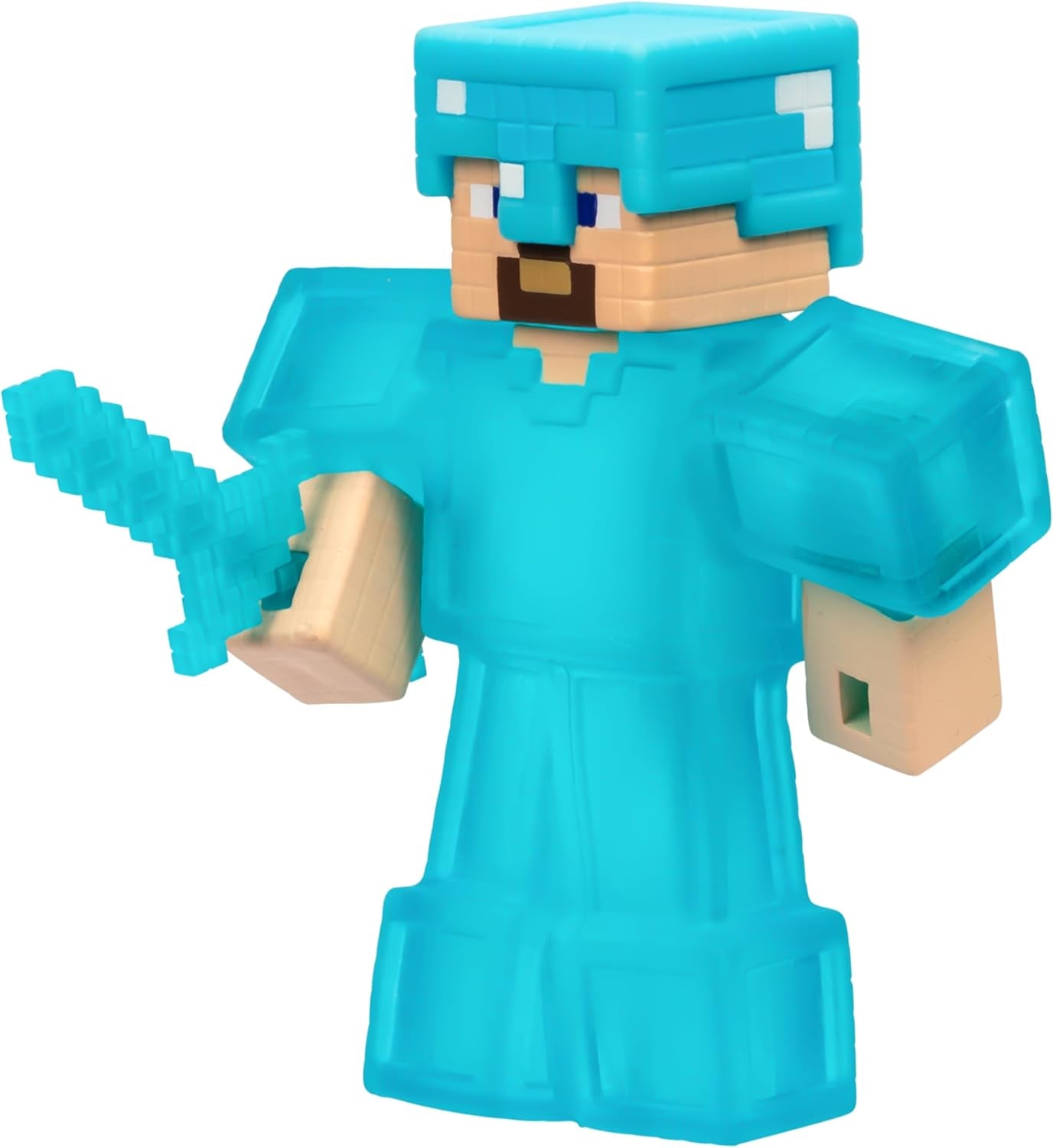 Heroes of Goo Jit Zu - Minecraft-figur, der kan udvides - Steve med diamantrustning og sværd, superstrækbart Goo-fyldstof med skjult diamantelement indeni, udvides til 3x størrelse actionfigurer Naty Shop