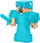 Heroes of Goo Jit Zu - Minecraft-figur, der kan udvides - Steve med diamantrustning og sværd, superstrækbart Goo-fyldstof med skjult diamantelement indeni, udvides til 3x størrelse actionfigurer Naty Shop