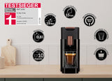 Espressomaskine med K-FEE ONE kapsler til kaffe, te og kakao | Kompakt espresso | Hurtig opvarmning | 0,8 l vandtank | 19 takter | Sort kobber | Stiftung Warentest 2023 testvinder