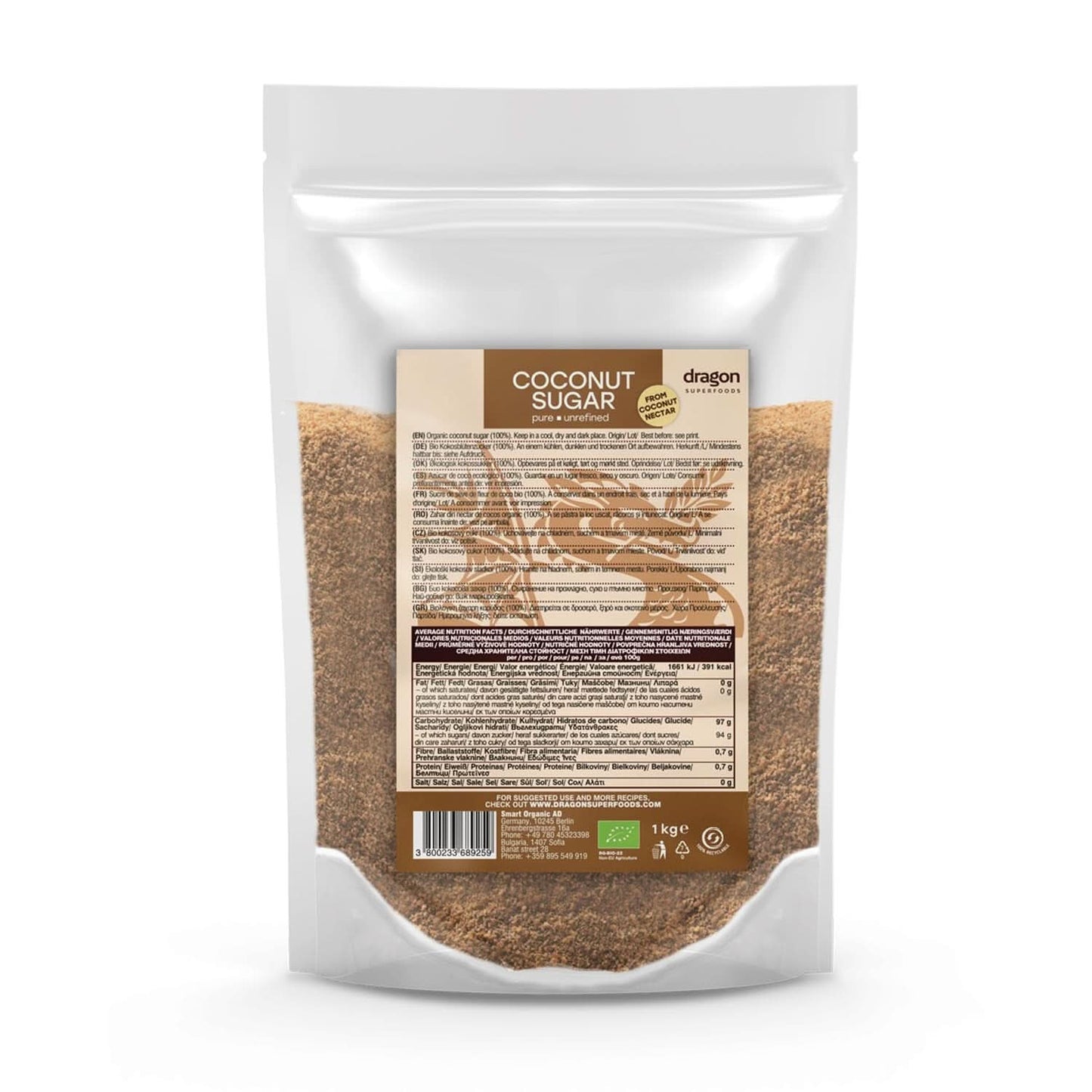 Kokossukker-100 % økologisk, uraffineret, 1 kg sødemidler Naty Shop 1 kg