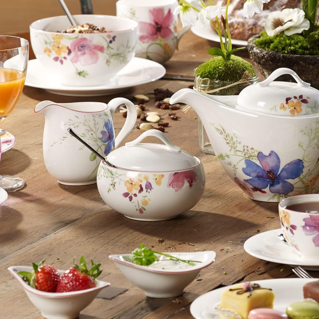 Villeroy & Boch Mariefleur Gris Basic sukkerskål, premium porcelæn, hvid/flerfarvet