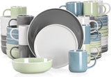 vancasso SESAM Serie Steingut Geschirrset for 12 Personen, 48 Teiliges Kombiservice – Tafelservice mit Speisetellern, Desserttellern, Müslischalen und Kaffeetassen, Scandinavian Design