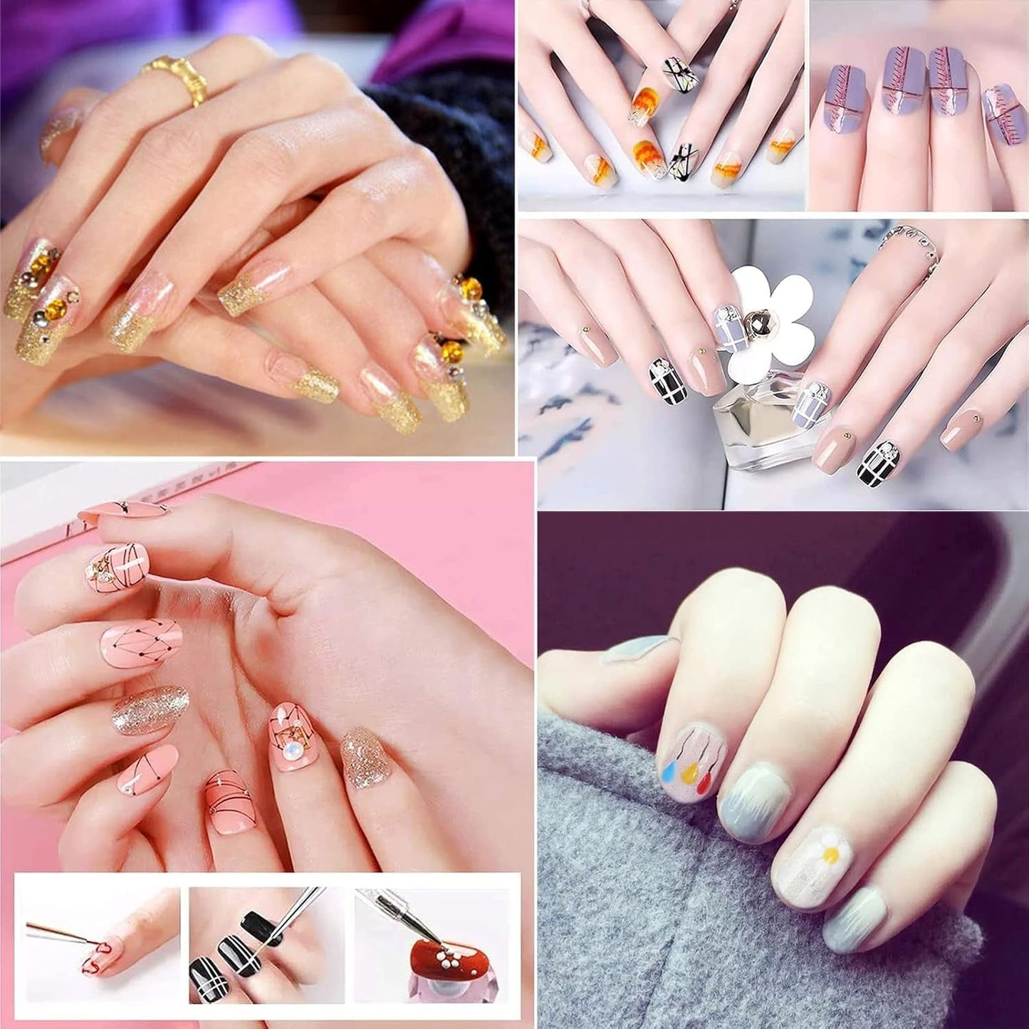 Nagel Art Fineliner Pinsel[5 Stück],Nagel Art Liner Pinsel,Professionel Detail Pinselet,Nagellack Pinsel,Für Nail Art Design Malersalon,Nageldesign Nagel Fußpflege