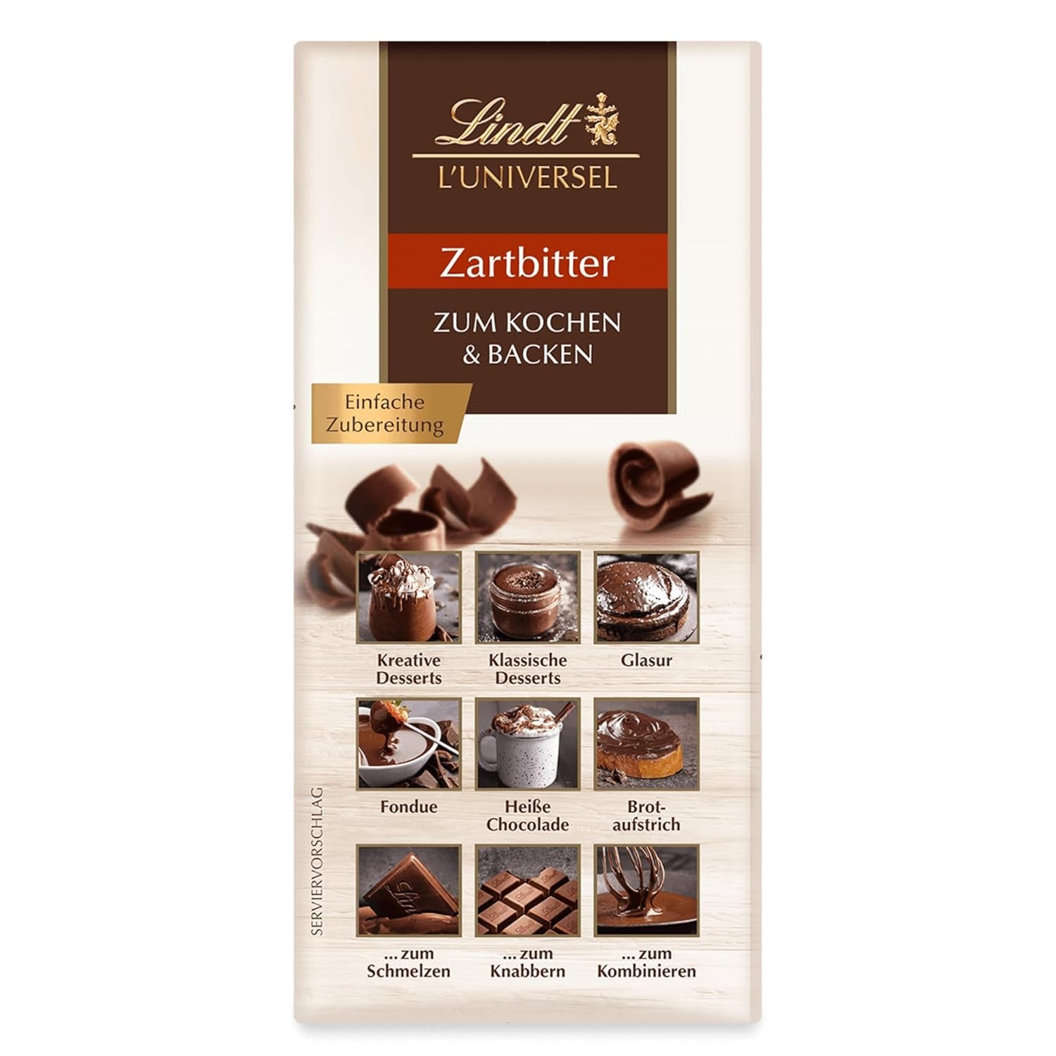 Lindt Chokolade | L'Universet | 200g Chokolade til madlavning og bagning, til desserter, som glasur, fondue, smørepålæg eller til snacks | Chokolade til bagning