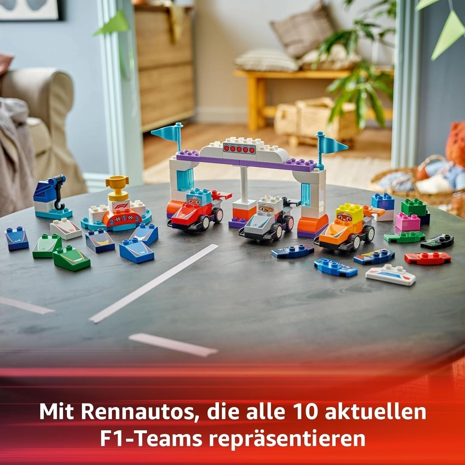 LEGO DUPLO Town F1 Team Racerbiler Med Racers, byggelegetøj til hele familien, fantasifuld legeoplevelse, fødselsdagsgave til småbørn, drenge og piger fra 2 år 10445 Byggesæt Besuche den LEGO-Store