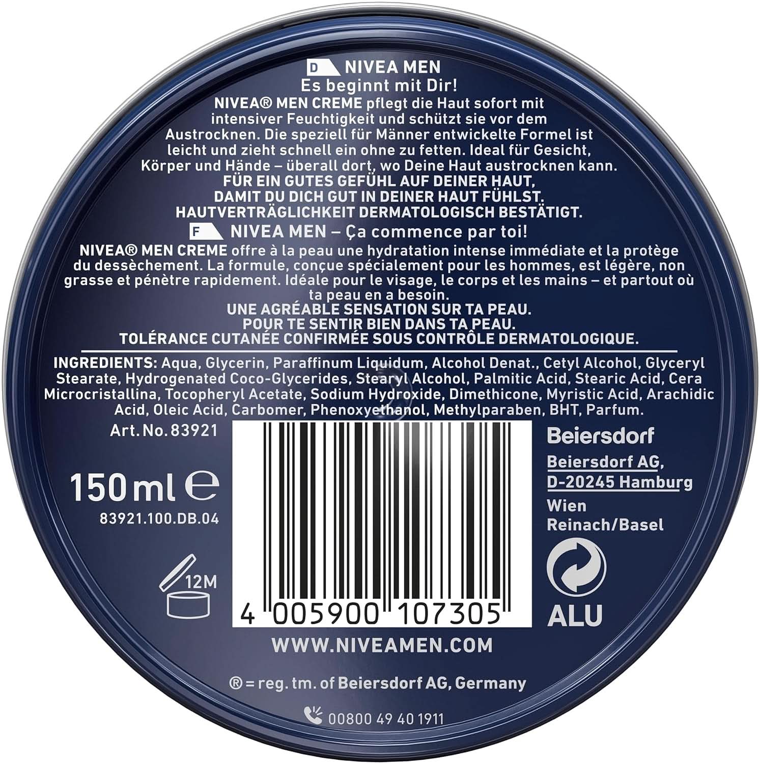 NIVEA MEN Creme, nærende hudcreme med E-vitamin, 150 ml Naty Shop