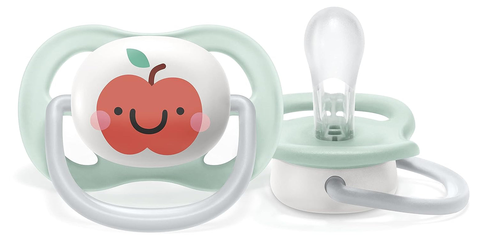 Philips AVENT ultra luft sut - 2-pak, BPA-fri, åndbar, til babyer 0-6 måneder, inklusive bæretaske og sterilisering, æble/pære (model SCF080/17)