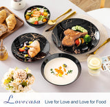 LOVECASA Daphne Series Porcelænsservisesæt SWEET 24-delt kombinationssæt Gulddesign Middagstallerkener Desserttallerkener Korn skåle og middagstallerkener til 6