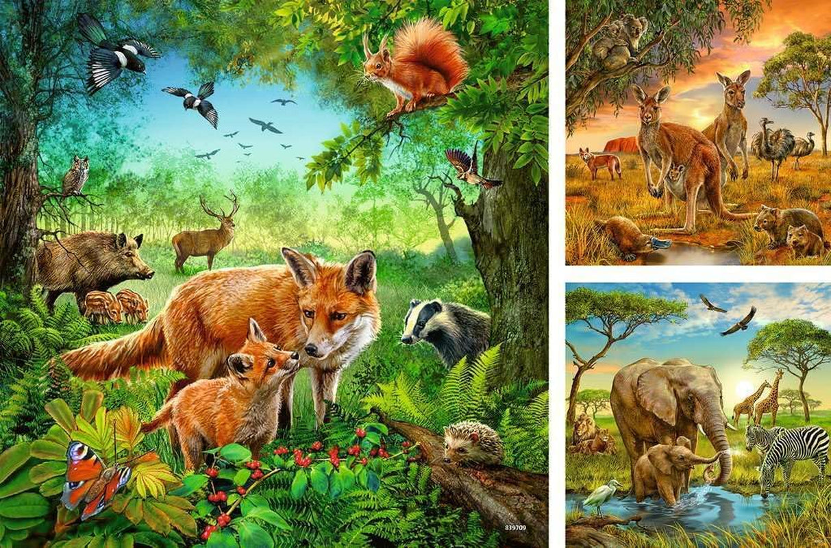 Ravensburger Puslespil til børn - 09330 Jordens Dyr - Puslespil for børn fra 5 år, med 3X49 brikker Puslespil Naty Shop