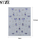 JMEOWIO 3D Nagelsticker Blauer Nail Art Sticker Selbstklebend Nagelaufkleber 5D Stereoskopisk Mondstern Dekoration Nageldesign Tilbehør 1 Blatt