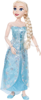 Disney Frozen Playdate Elsa Giant Doll 80 cm fra Jakks Pacific Fuldt leddelt dukke med 11 artikulationspunkter Inkluderer hårbørste og tilbehør