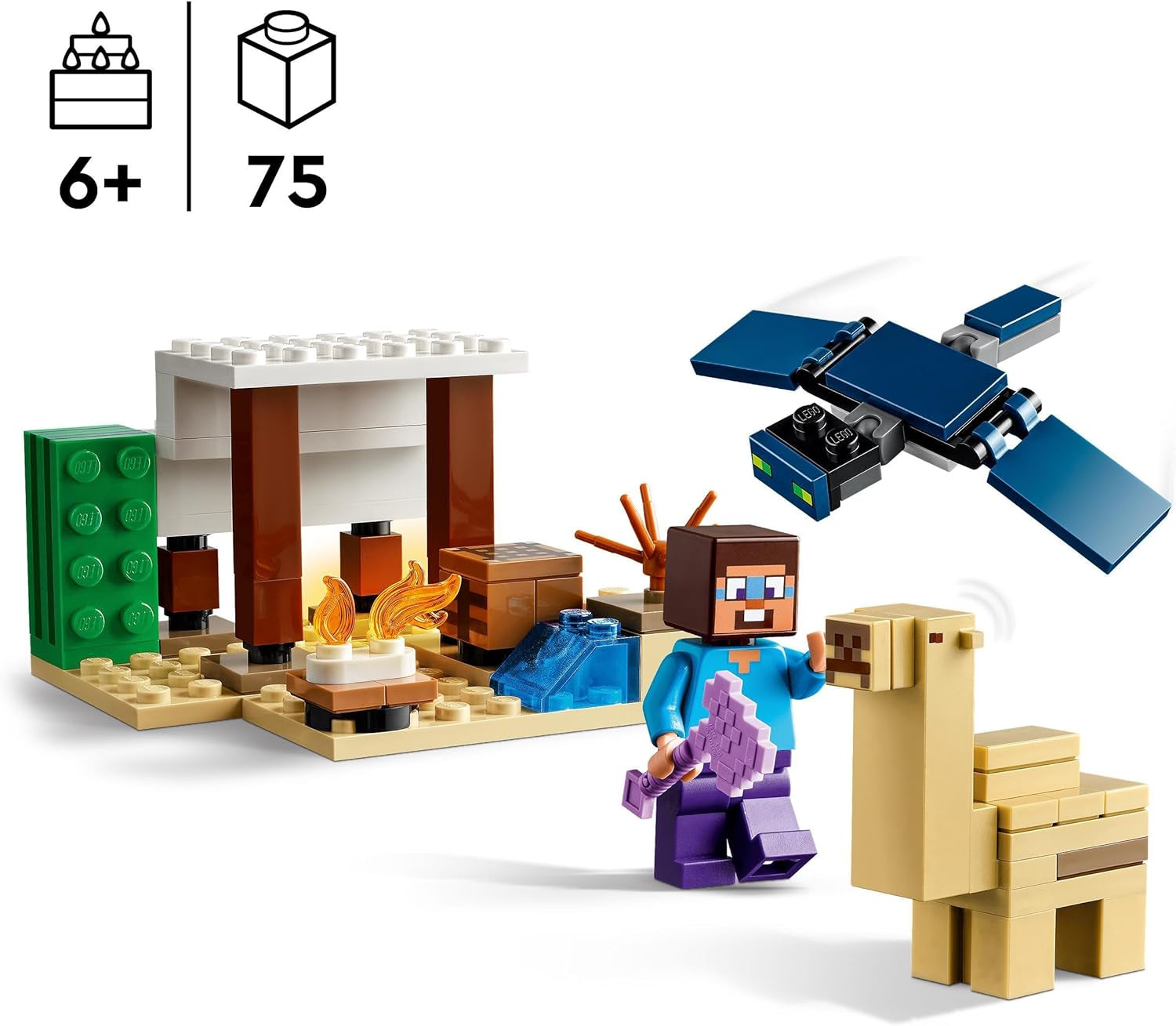 LEGO Minecraft Steve's Desert Expedition, videospilsæt til drenge og piger, biome med Steve, hus, figurer og Camel-legetøj, gamergave til børn fra 6 år 21251 Byggesæt Besuche den LEGO-Store