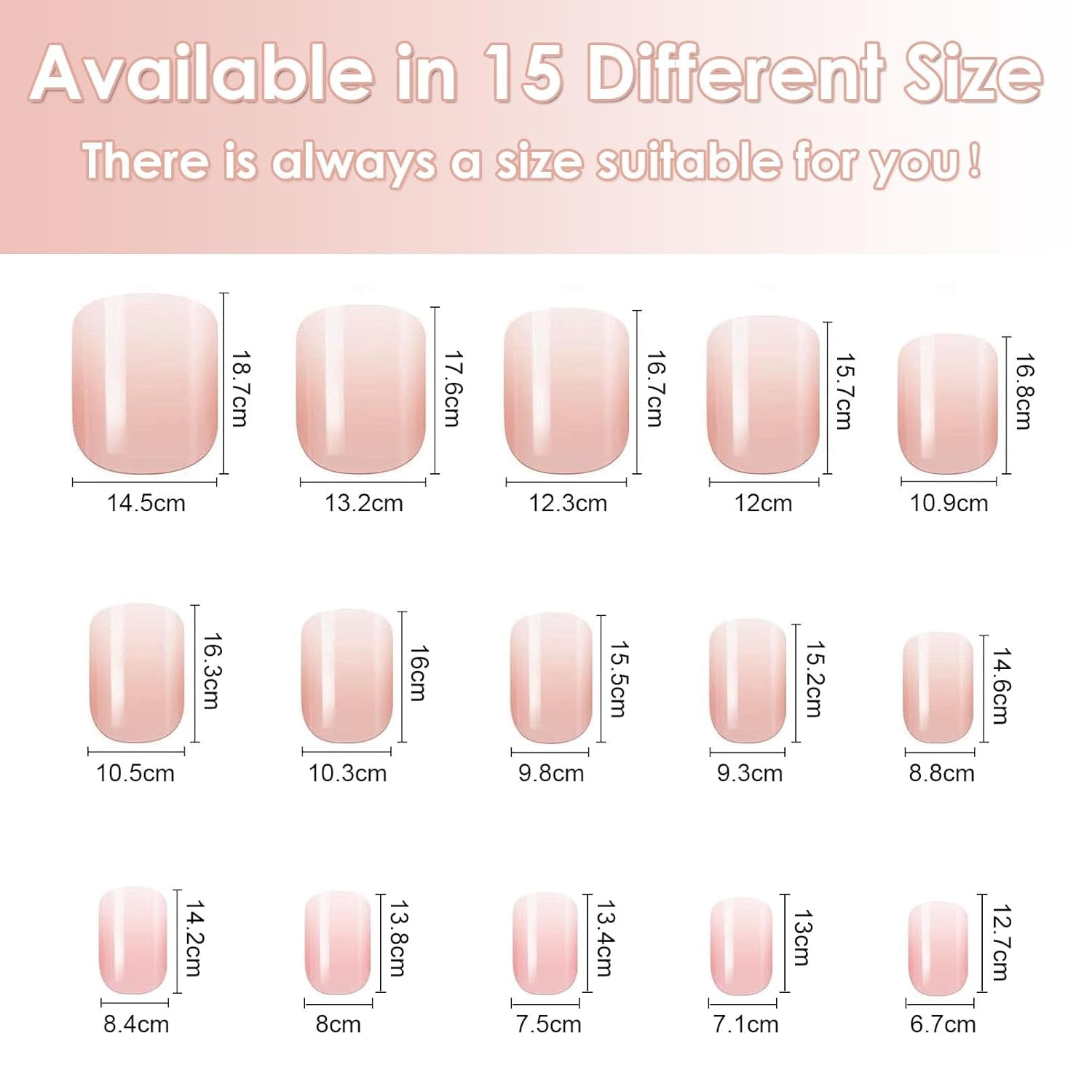 240 stk. Korte falske neglesæt - Korte naturlige kunstige falske negle til lim på - Nude Gradient Kunstige negle til Box Nail Extensions (Nude Gradient)