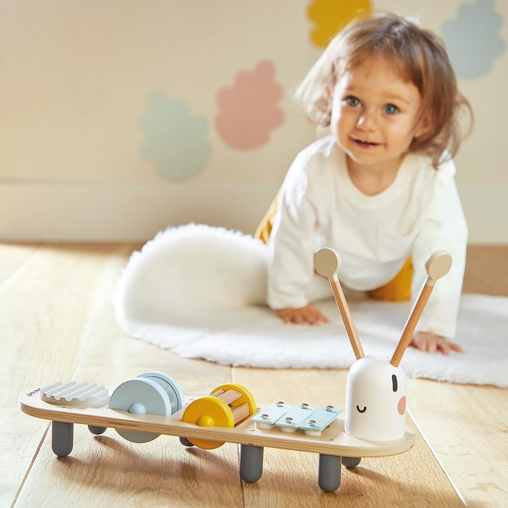 Janod - Sweet Cocoon musiknumre - 5 musikalske aktiviteter for børn - Tidlig musikalsk uddannelse - FSC trælegetøj - Fra 12 måneder, J04058 Baby Toys Naty Shop