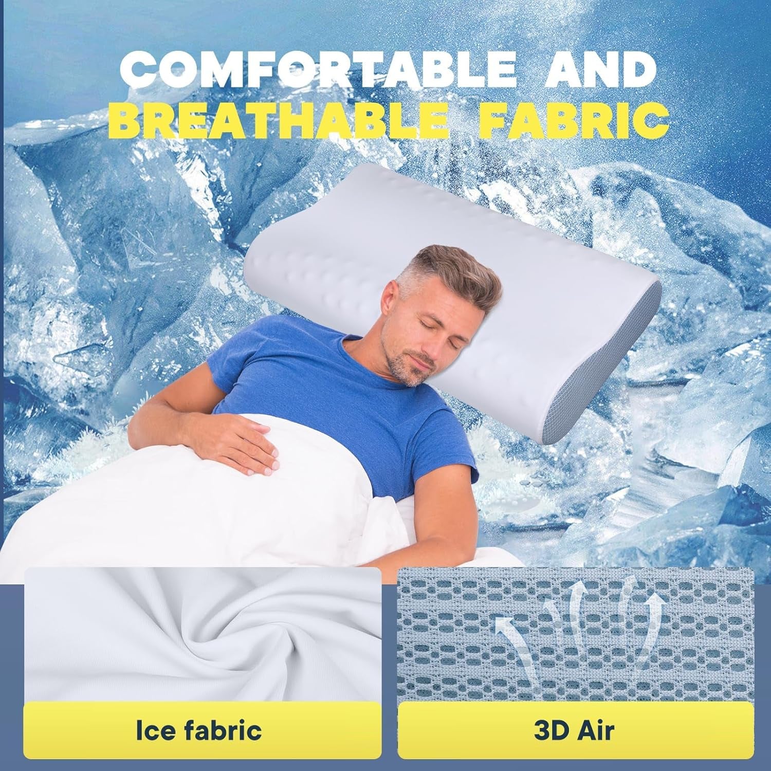 Nakkesmertelindring Kølende Nakkepude Memory Foam Sovepuder Livmoderhalspude til nakke- og skuldersmerter Ergonomisk Sengepude Nakkestøttepude til mave Rygsovende livmoderhals-ortopædiske puder Naty Shop
